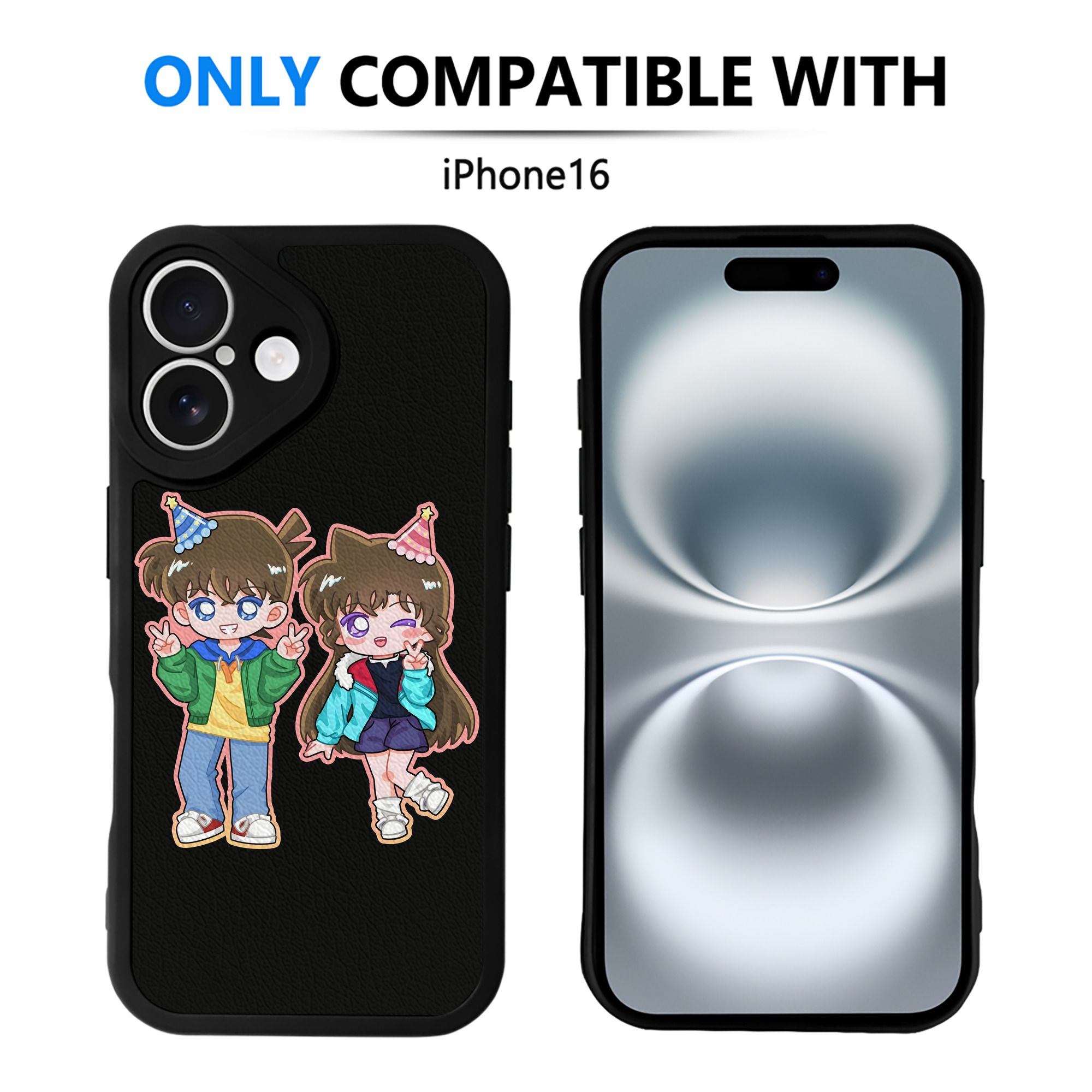 （画像用） 名探偵コナン 毛利 蘭 もうり らん、モーリ ラン Detective Conan Rachel Moore 【iPhone 16シリーズ対応】シリコンスマホケース（レザー調） 材質：シリコン
